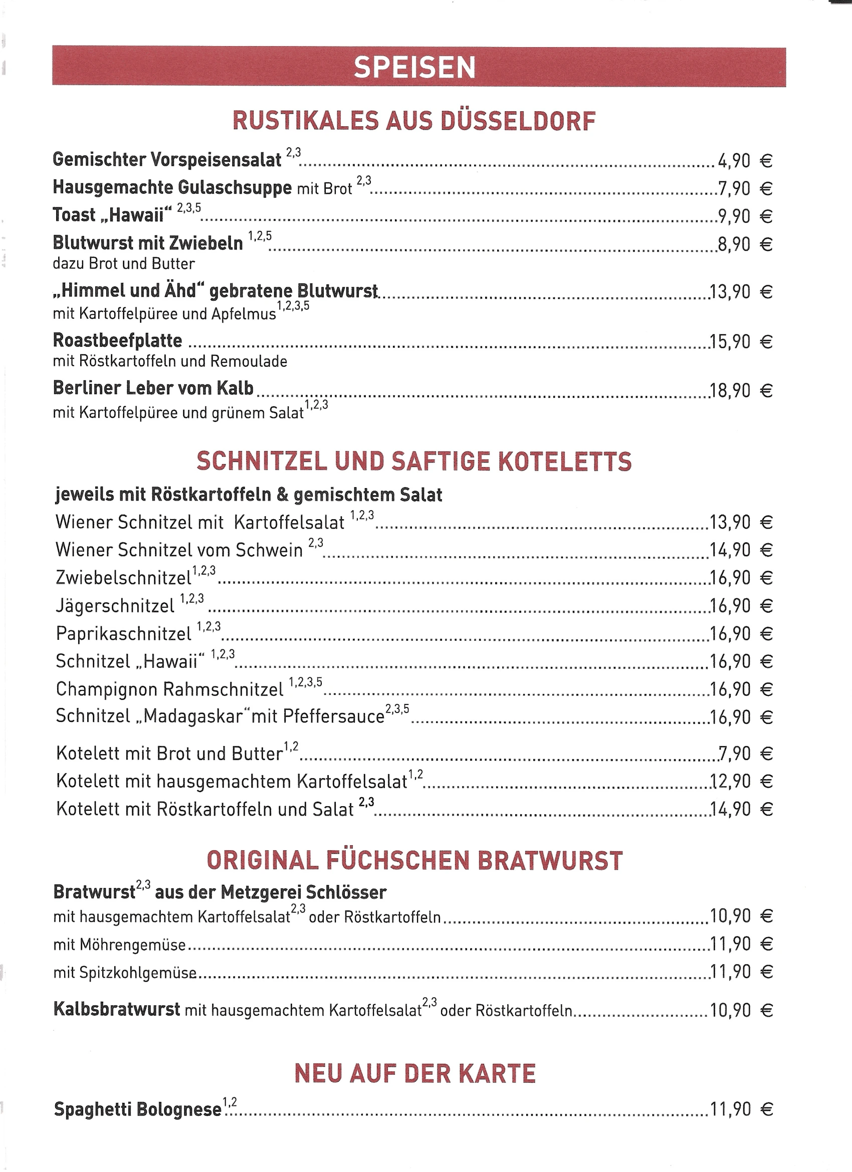 Speisekarte Zur Laterne 1